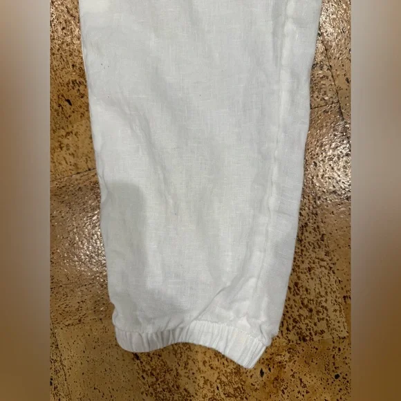 Athleta Cabo Linen Joggers Women's 8 White Chambray Pants 100% Linen Airy Beach - Picture 5 of 16